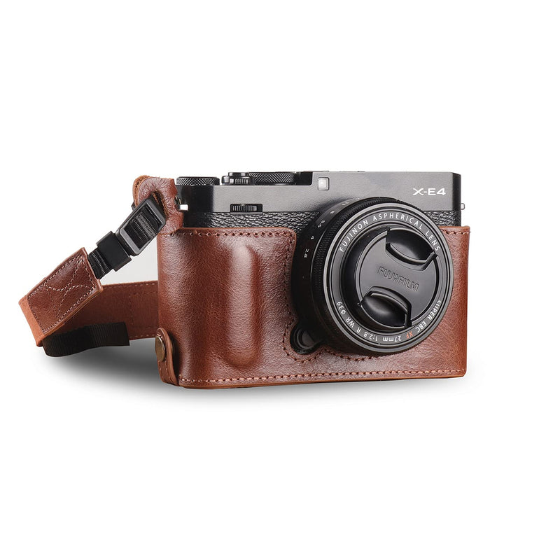 MegaGear Ever Ready Genuine Leather Camera Half Case Compatible with Fujifilm X Series X-E4,Brown,MG1982 One Size Brown