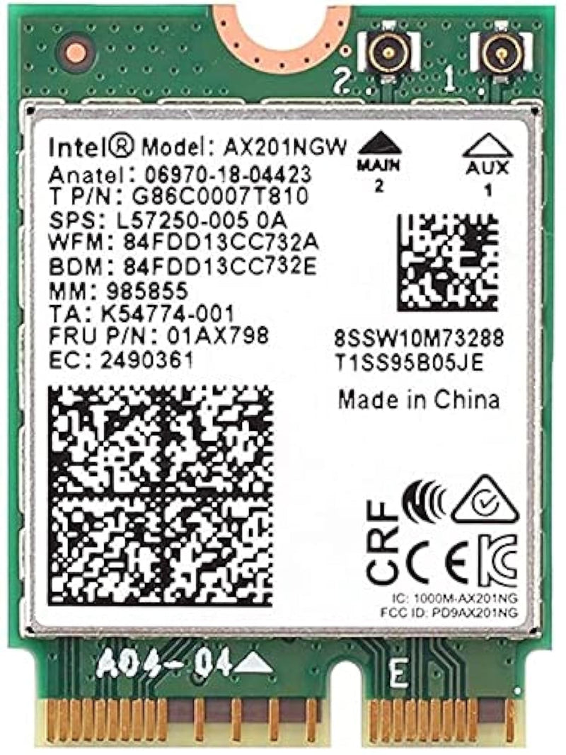 Intel AX201NGW Wi-Fi 6 AX201 Wireless Card - Bluetooth 5.1-2.4 GHz - 5 GHz - M.2 2230-2.4 Gbps - Dual Band (Renewed)
