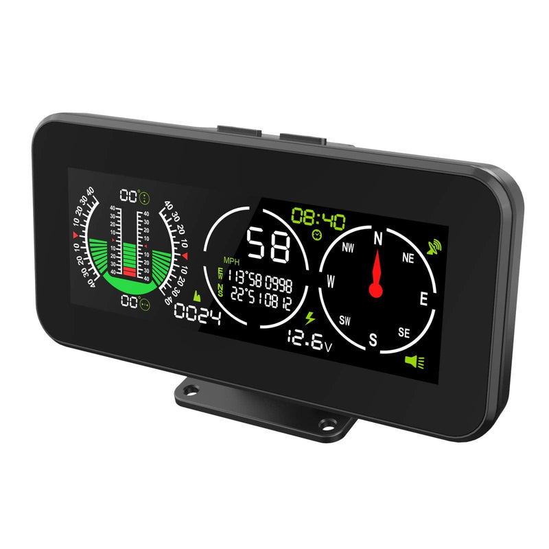 M60 Car Inclinometer for Off-Road SUV Vehicles, MPH KMH GPS Speedometer with Compass, Multifunctional Digital HUD Level Tilt Gauge Angle Slope Meter with Coordinate Display M60