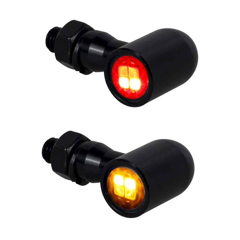 QUASCO Rear Motorcycle LED Turn Signals Universal Mini Size Brake Tail Light Blinkers Compatible with Harley Honda Kawasaki Suzuki Triumph Yamaha black with amber/red light