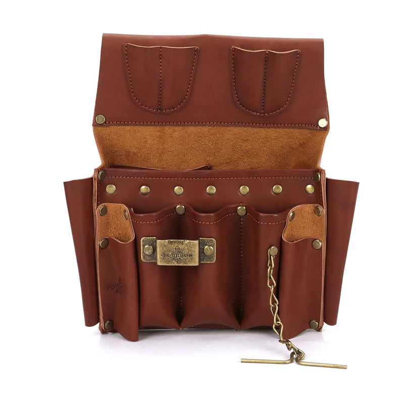 TOURBON Leather Tool Pouch Belt Tool Organizer for Carpenter Construction | for Wrench Screwdriver Chisel Folding Knife Tape Measure Plier, Framers Handyman Electrician's Tool Bag