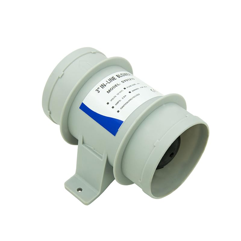 Inline Blower，Bilge Blower 12V 4A Marine Bilge Blower Air Blower Boat Cool Fan Marine Ventilation 3 inch