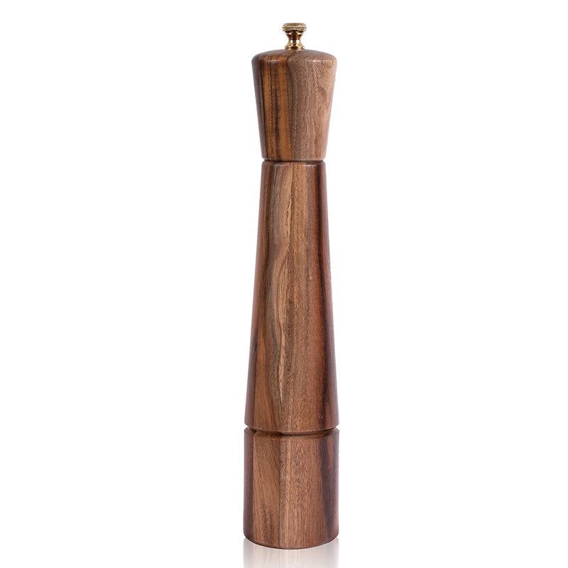 Pepper Grinder, Pepper Mill with Adjustable Stainless Steel, Acacia Wood, 32 cm / 12 inch Height, Bottom Dia: 6 cm, Upper Dia: 5.5 cm (Tray is NOT Included)