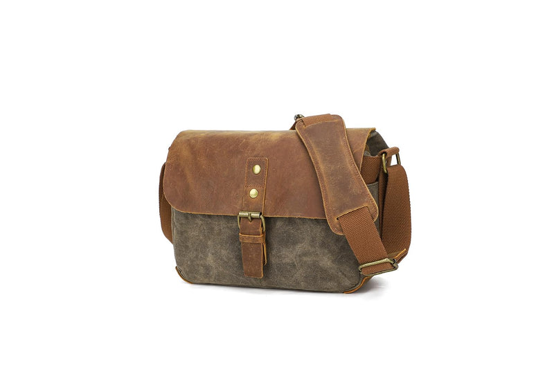 Camera Bag, SLR DSLR Waterproof Canvas Camera Case, Vintage Padded Shoulder Bag for Women and Men (Army Green) Army Green