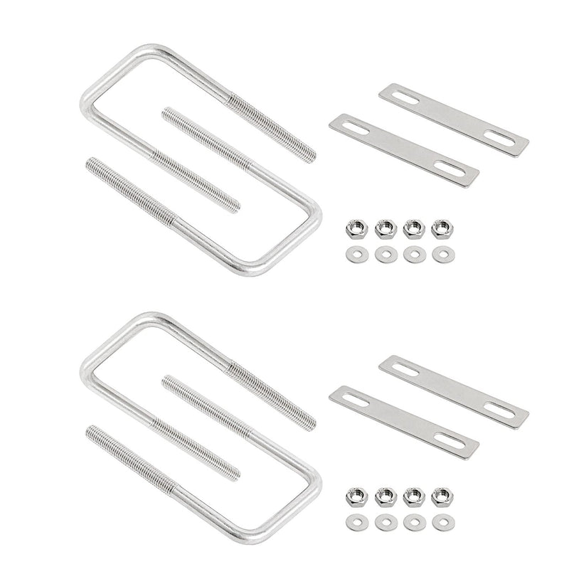 Square U-Bolts 1.77inch(45mm) Inner Width M8 Thread 304 Stainless Steel Silver with Plates Nuts Flat Washers for CarRVTrailer Bumper,4Pcs,M8x45x120mm M8x45x120mm
