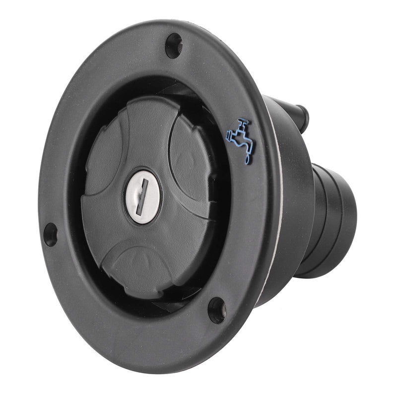 Water Inlet, Leakproof Black Water Filler RV Water Filling Resistant Lockable Water Filling Port with 2 Keys for Motorhome for RV