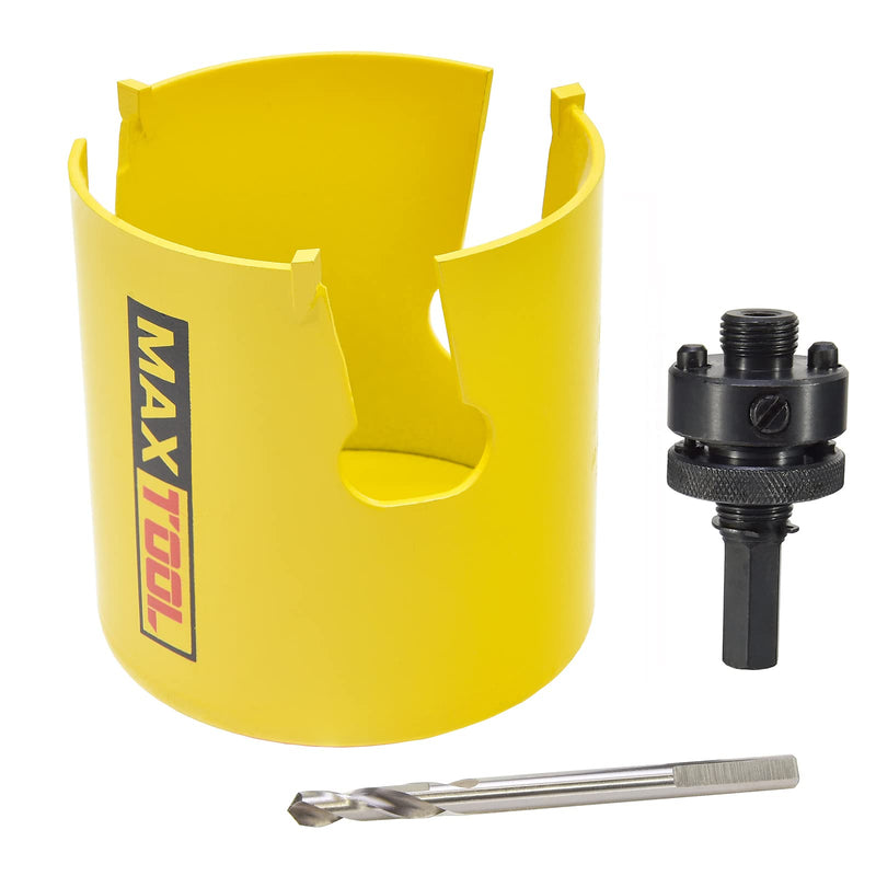MaxTool 2-1/2" TCT Hole Saw 64mm Carbide Tip Holesaw 2.25" Deep with 5/8-18 Thread Arbor Pilot Drill 3-Piece for Tough Abrasive Material; CT00Y57R232A