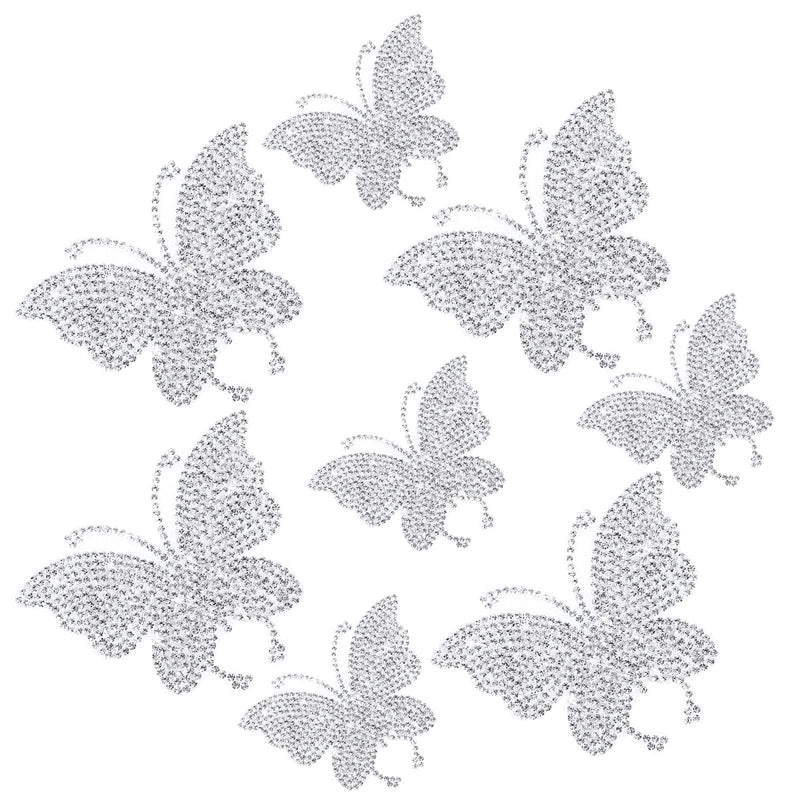 Frienda 8 Pcs Bling Butterfly Car Decals Women Crystal Rhinestone Shiny Butterfly Stickers Accessories for Car Body Bumper Window Laptop Automotive Interior Exterior Sticker Decor(Silver) Silver