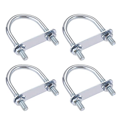 uxcell Round U-Bolts 4 Sets 1.65"(42mm) Inner Width 75mm Length Steel M8 with Nut, Plate M8x42mmx75mm