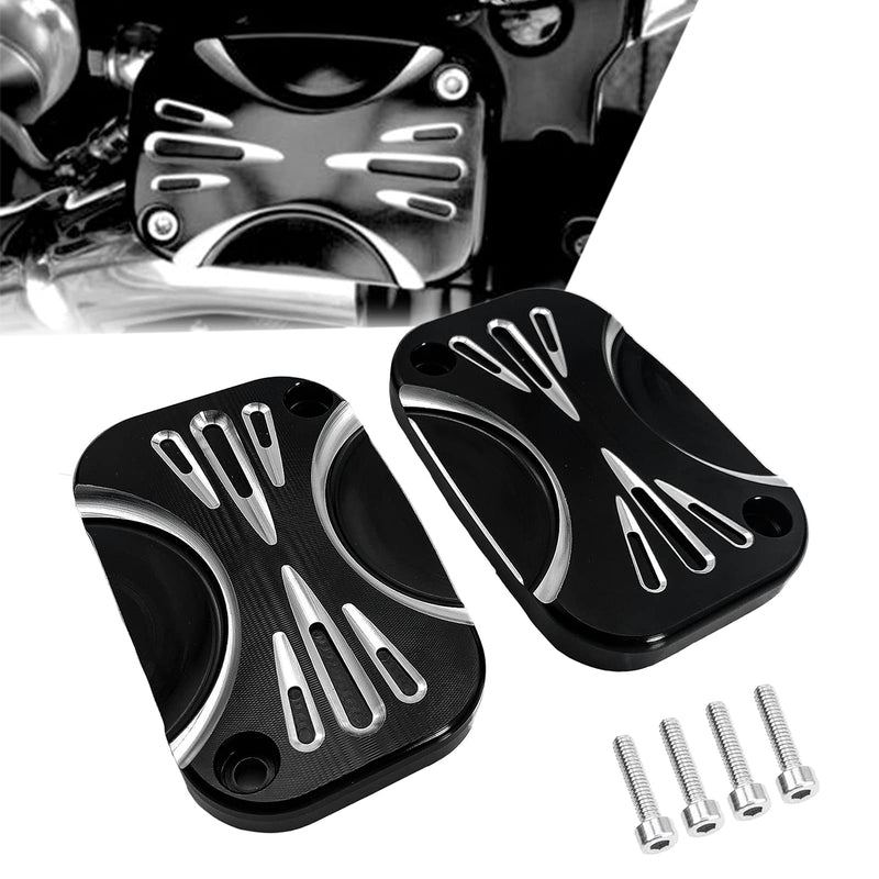 Motorcycle Brake Clutch Master Cylinder Covers Aluminum Left and Right Brake Reservoir Cylinder Cover for Harley Touring Road King Electra Street Glide Ultra Classic