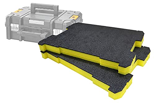 Shadow Foam Inserts for DeWalt TSTAK & Stanley ProStack Boxes – DIY Foam Insert for Tool Box Organization – Tool Boxes & Tool Storage System - Twin Pack - Yellow (1.25 Inch Depth) 30mm