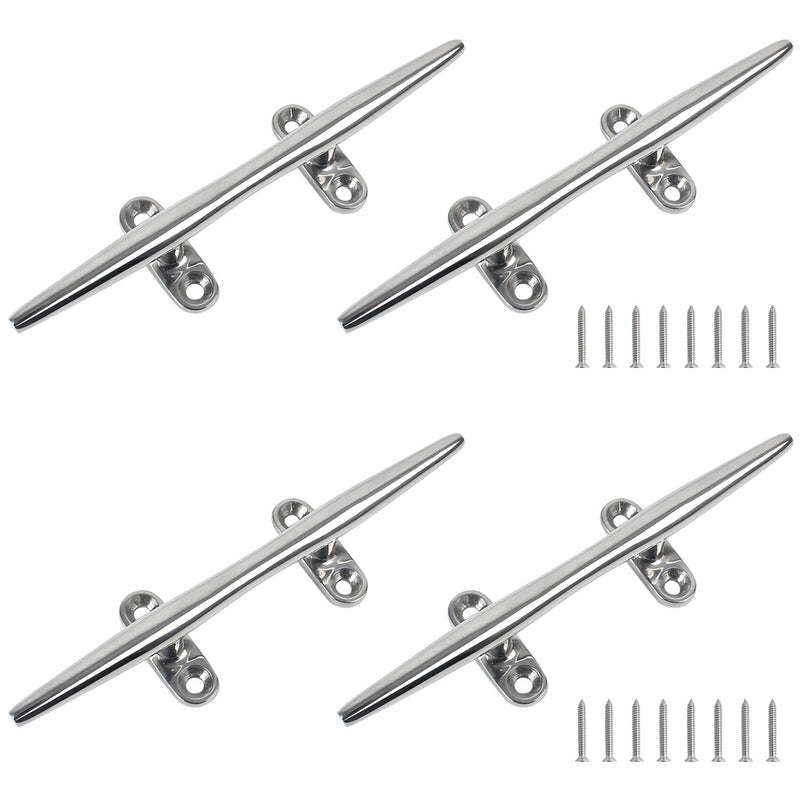 Boat Cleat,Dock Cleats 4/5/6/8/10/12 inch,316 Stainless Steel Boat Dock Cleats,Boat Docking Cleat Rope Cleats,Open Base Dock Cleats for Boat,Yacht,Decks,Nautical Decor,Screws Included(2Pack/4Pack) 6inch 4 Pack