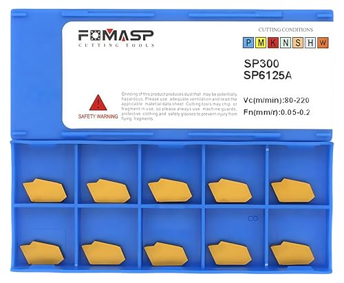 GTN-3 (SP300) CNC Grooving Carbide Inserts Steel Fit for SPB326 Lathe Grooving Cutting Tools, CVD Yellow Coating, 10pcs I-SP300-Y
