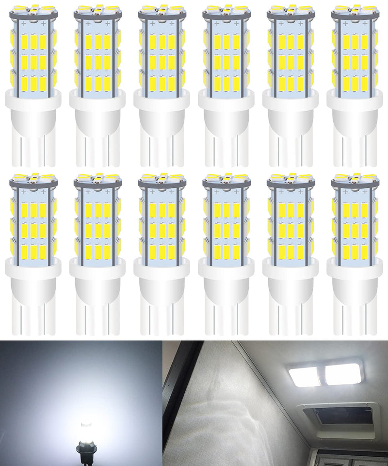 UNXMRFF - Super Bright 194 LED Light Bulbs White, T10 912 921 168 LED Camper Lights Bulb for 12V RV Ceiling Dome Light/RV Interior Lighting/Travel Trailer/Boat/RV Camper Light Bulb (Pack of 12) 12PCS