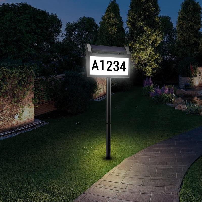 Solar House Number Sign, deerdance LED Illuminated Outdoor Address Plaque with Smart Control, 3-Color in 1 Waterproof Solar Powered House Number Light with Stakes for Outside Home, Yard, Street, House address sign-1 1 PC