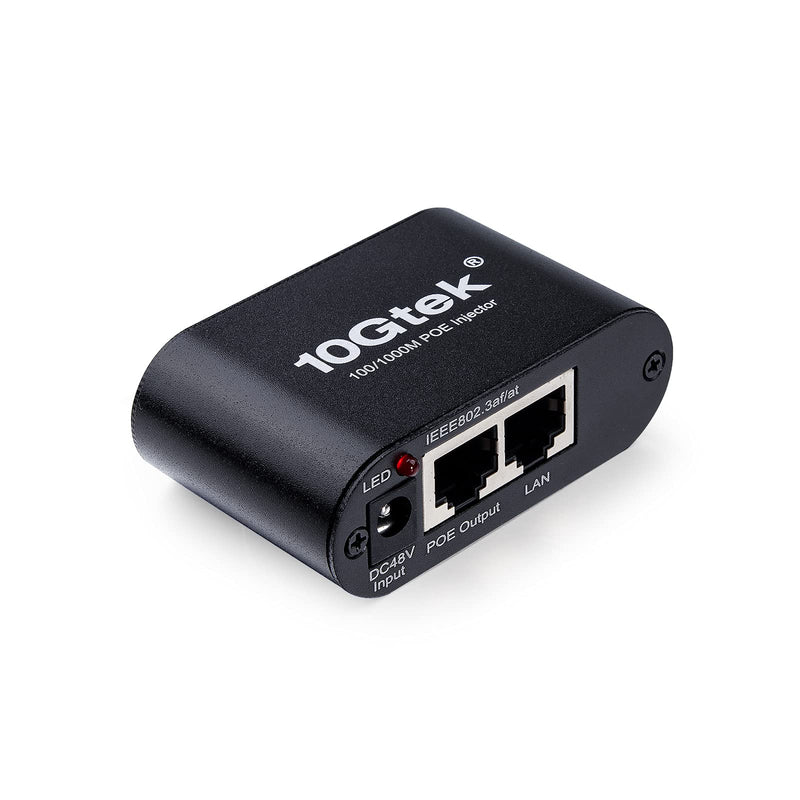 10Gtek 1.25G PoE Injector, with a 48V 0.5A Power Adapter, 802.3af/at, up to 100 Meters