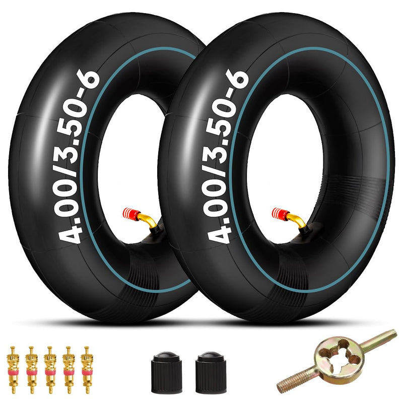 FVRITO 4.10/3.50-6 350/400-6 4.00-6 3.50-6 4.10-6 Inner Tube for Mowers Wheelbarrows Generator Pressure Washer Trolleys Yard Trailer Hand Truck Tractors Snow Blower Wagons ATV Quad 4 Wheeler Go Kart 2x Inner Tubes