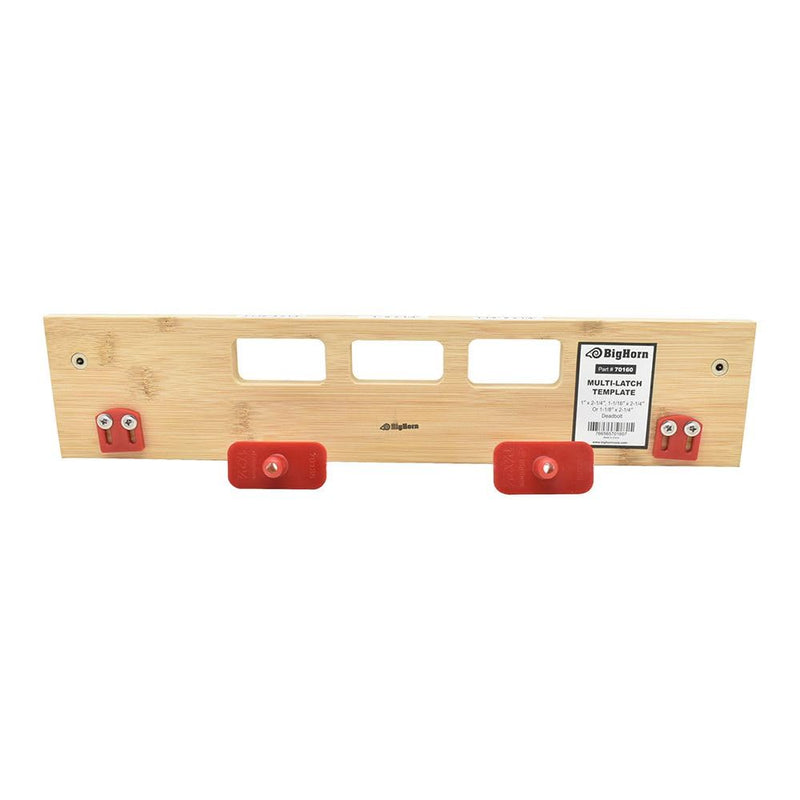 Big Horn 70159 Multi-Strike 4-Pocket Mortising Template – Precision Router Jig for Door Jamb Strike Plates and Deadbolts, 1" × 2-1/4" and 1-1/8" × 2-3/4" Pocket Sizes, Bamboo Construction
