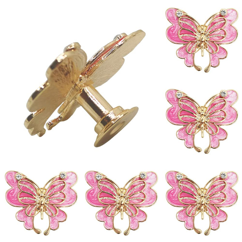 brandname Beyoo Decorative Metal Butterfly Shape Knob Door Handle Cabinet Drawer Cupboard Pull Dresser Single Hole Knobs Handles for Kitchen Furniture Cabinet Wardrobe Cupboard (6) Pink,Gold 6