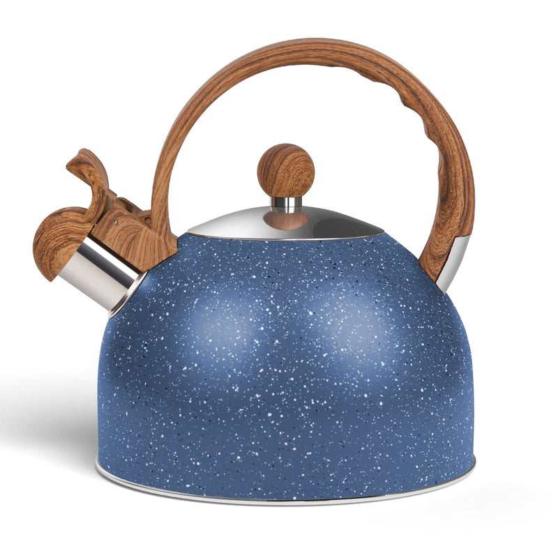 Whistling Tea Kettle for Stovetop, 2.6 Quart Stainless Steel Water Teapot Boilers for Stovetops, Induction Stone Kettle with Loud Whistle - Perfect for Preparing Hot Water, Coffee,Milk (Blue) Blue