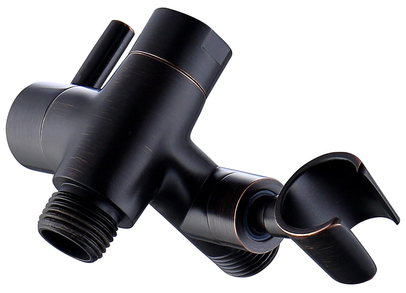 G-Promise Solid Metal Shower Arm Diverter with Holder for Hand Held Showerhead and Fixed Spray Head, G 1/2 3-Way Bathroom Universal Diverter System Replacement Part (Oil Rubbed Bronze) Oil Rubbed Bronze
