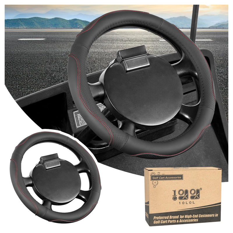  [AUSTRALIA] - 10L0L 13 Inch Golf Cart Steering Wheel Covers for EZGO TXT&RXV, Upgraded Microfiber Anti-Slip Steering Wheel Cover with Pu Leather Red