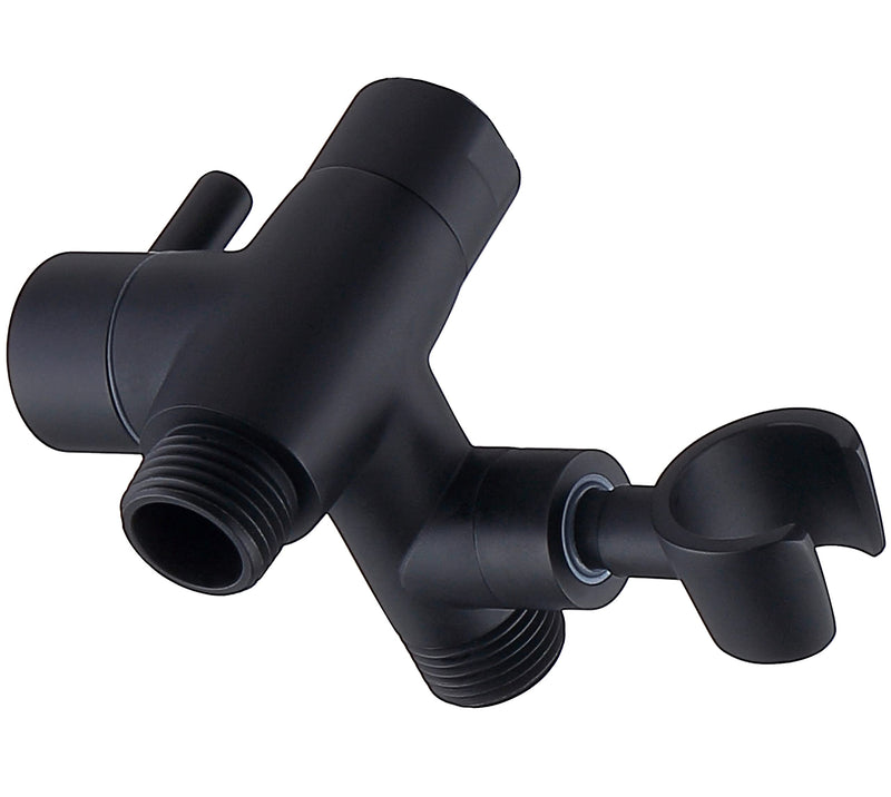 G-Promise Solid Metal Shower Arm Diverter with Holder for Hand Held Showerhead and Fixed Spray Head, G 1/2 3-Way Bathroom Universal Diverter System Replacement Part (Matte Black) Matte Black