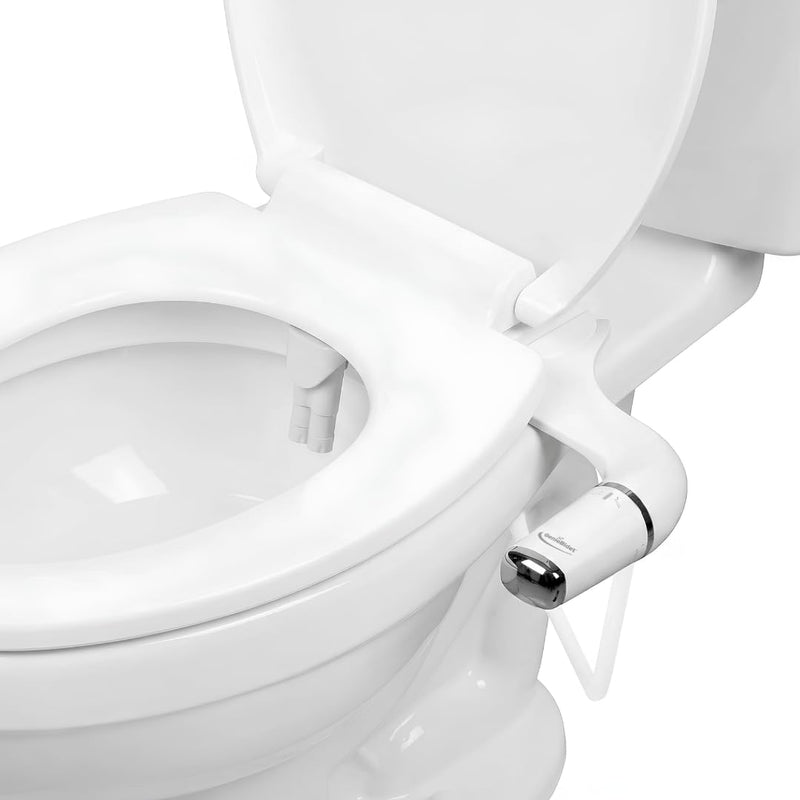 GenieBidet Bidet Attachment for Toilet - Ultra-Slim Hygienic Bidet Attachment For Existing Toilets - Bidet Toilet Seat Attachment with Pressure Controls - Travel Bidet Included (Left Hand Operation) LEFT-HAND DECOR BIDET