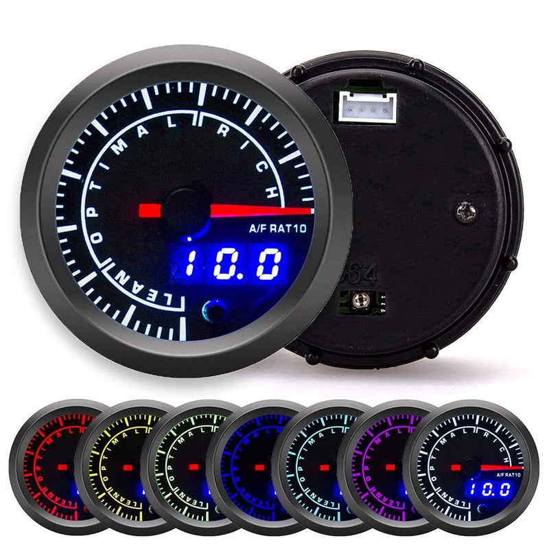 Acouto Air/Fuel Ratio AFR Gauge Air Fuel Ratio Gauge for Car 2.5in 12V Air Fuel Ratio Gauge Pointer Display High Accuracy Adjustable Warning Setting for Car