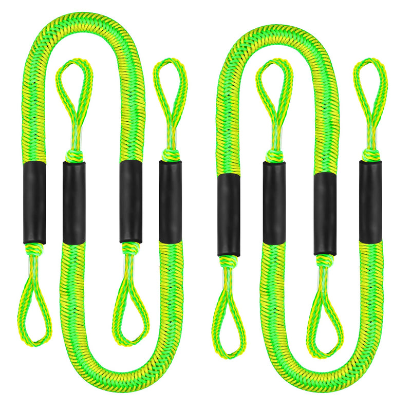 Boat Bungee Dock Lines Bungee Dock Lines for Boats Mooring Rope Bungee Cord Docking String Shock Bungee Docking Ropes for Boat Kayak, Jet Ski, Pontoon, Canoe, Power Boat WaveRunner Green (4X) green-4P