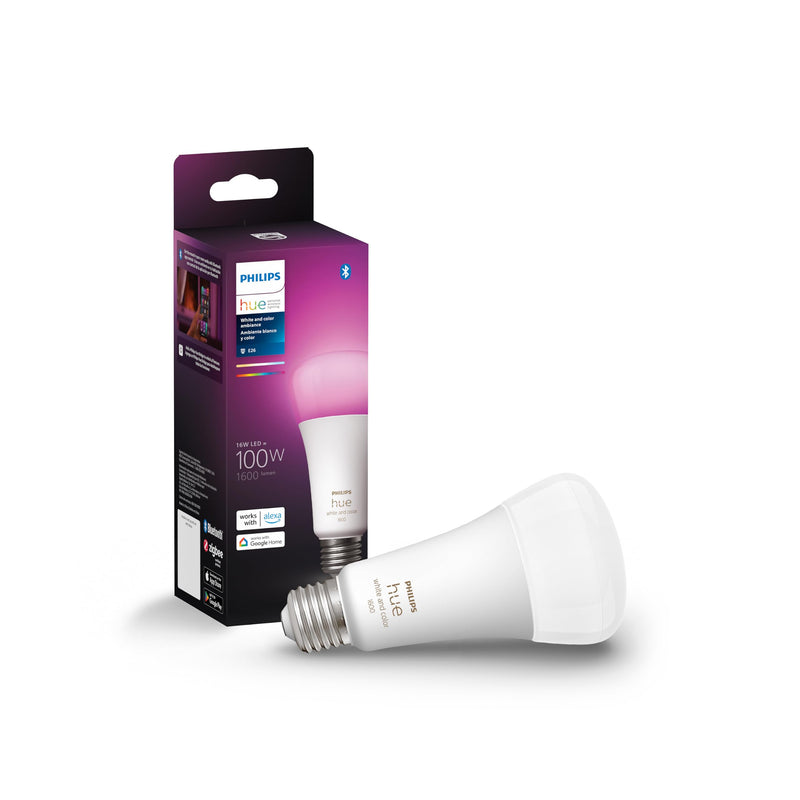 Philips Hue Smart 100W A21 LED Bulb - White and Color Ambiance Color-Changing Light - 1 Pack - 1600LM - E26 - Indoor - Control with Hue App - Works with Alexa, Google Assistant and Apple Homekit Classic