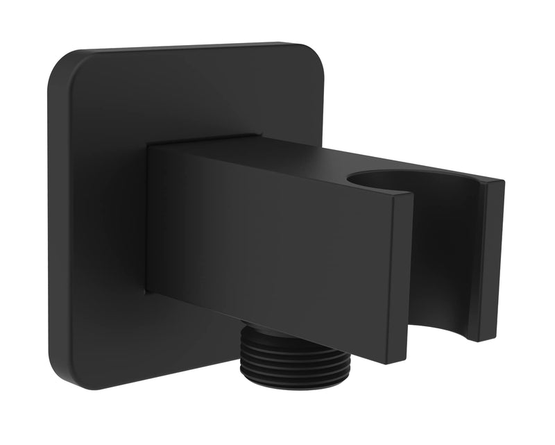 Wall Supply Elbow with Flange, Solid Brass, Electroplate Matte Black, Female Inlet Tapered 1/2 NPT. The product in review photos is NOT Aquaiaw Wall Union.