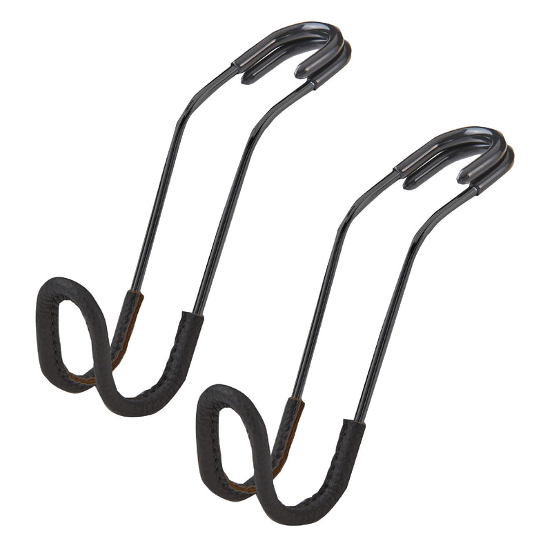 High Road Car Hooks for Purses and Bags with Leather Trim - Unbreakable Car Seat Hooks for Large Purse Straps and Heavy Bags up to 40 lbs - Secure Attachment Loops Fit All Headrest Posts, 2-Pack Black