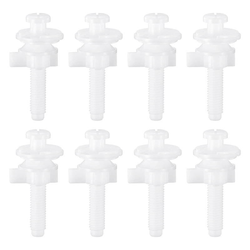 Canomo Toilet Seat Replacement Part Includes Plastic Toilet Seat Hinge Bolt Screws with Plastic Nuts and Washers for Fixing the Top Toilet Seat, White (8 Pieces), 2.56 Inches 8