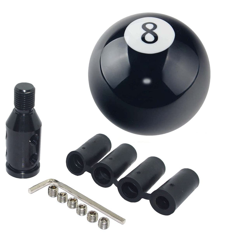 Pursuestar Black 8 Round Ball Gear Shift Knobs, Universal Automatic Manual Shifter Knob + Aluminum Adapter, Stick Shift Knob Head Cover Handle Ball with Adapter 12x1.25mm Fit Most Vehicles Black 8 Billiard