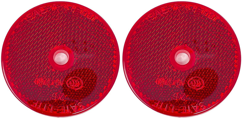 Class A 2" Round Reflector with Center Mounting Hole - Red/Amber for Trailers, Trucks, Automobiles, Mail Boxes, Boats, SUV's, RV's, Industrial Applications (2x Red)… 2x Red