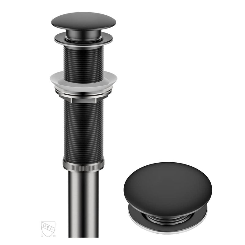KRAUS Bathroom Sink Pop-Up Drain Assembly in Matte Black for Vessel Sinks and Sinks without Overflow, with Extended Thread for Thicker Countertops, PU-L10MB 10 3/4 Inch