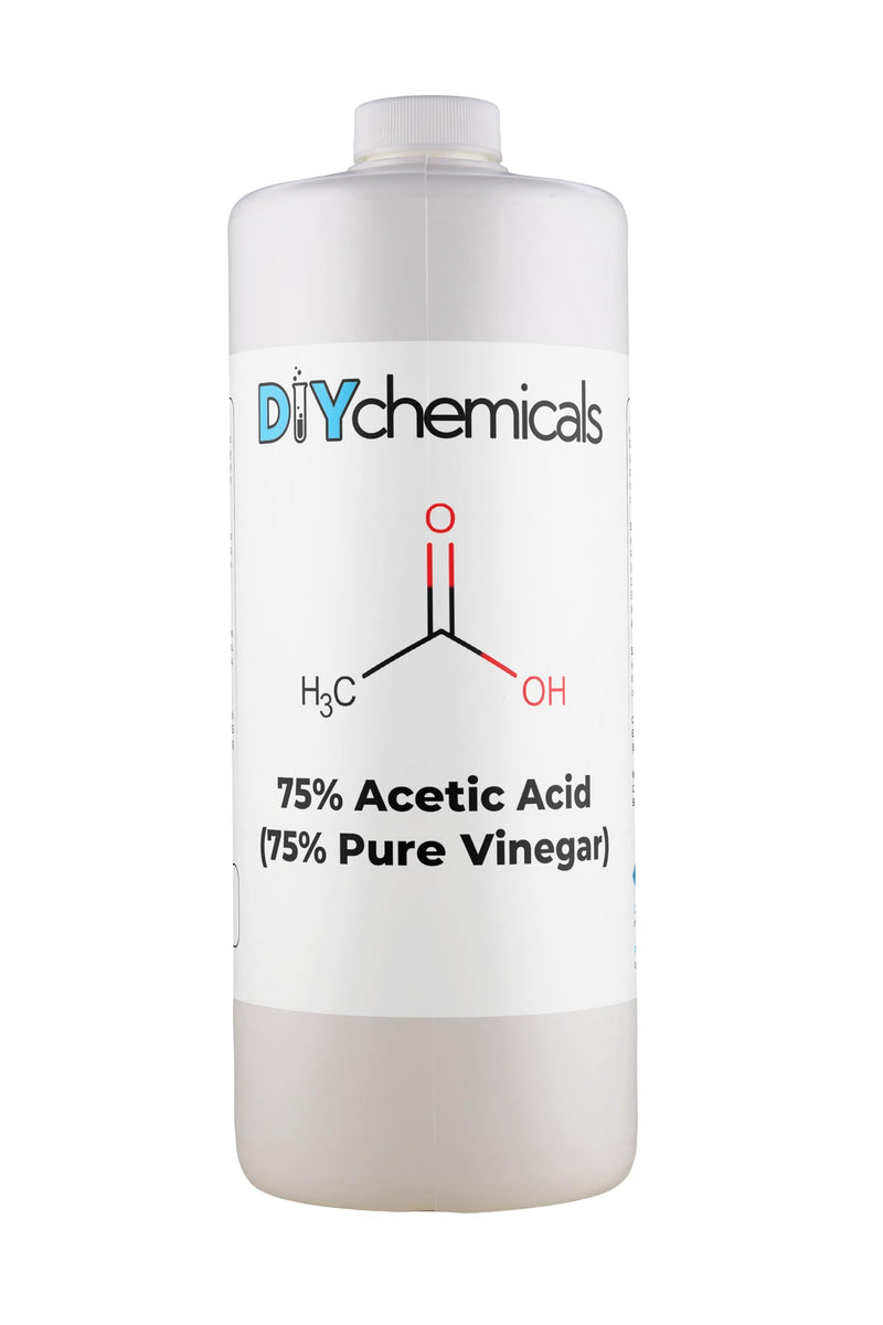 Industrial-Grade 75% Concentration Acetic Acid by DIY Chemicals – Multipurpose Concentrated Vinegar for Rust Removal, Cleaning – Made in USA, Quart(33.8 fl oz) Acetic Acid 75% - 1 Quart