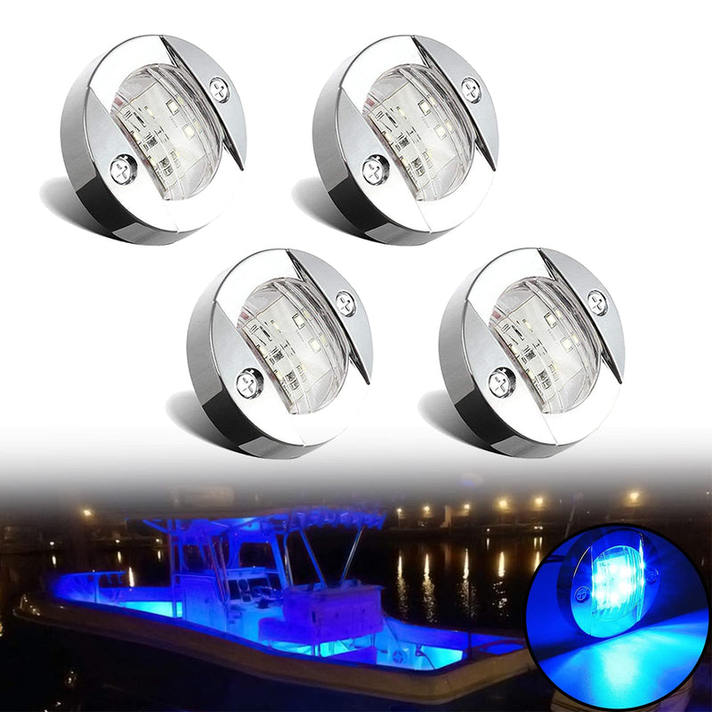 4Pcs Marine Boat LED Lights, 2.95inch Navigation Boat lights, Boat Stern Light, Courtesy Lights, Boat Interior Lights for Yacht, Fishing, Pontoon Boat, Sailboat, Kayak, 12V (Blue) 4PCS Blue