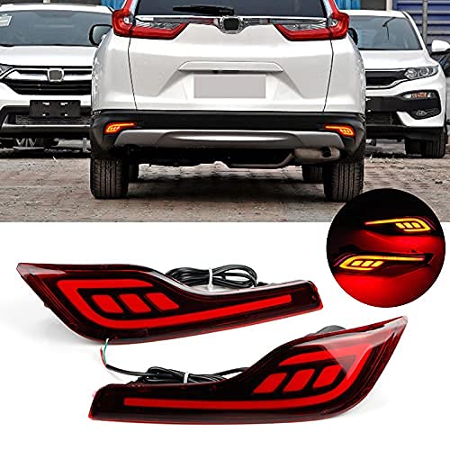 Red LED Rear Bumper Reflectors Fog Brake Rear bumper lights Tail Light Lamps Kit for 2019 2018 2017 Honda CRV CR-V Accessories (Two Functions)
