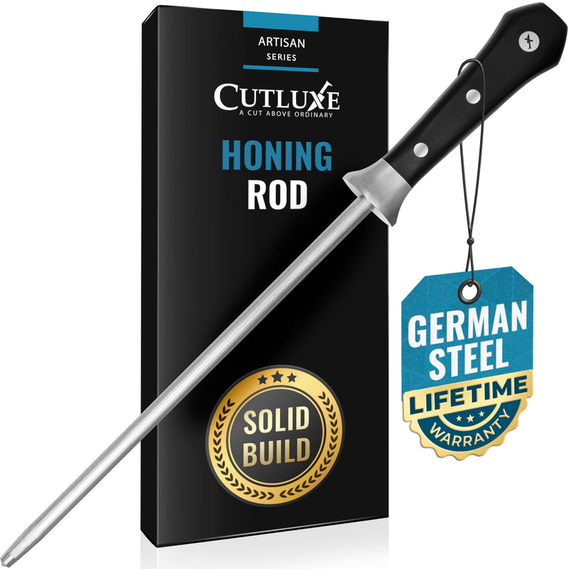 Cutluxe Honing Rod, Knife Sharpener Rod – 10" Honing Steel – Ergonomic Handle Design – Artisan Series 10 Inch