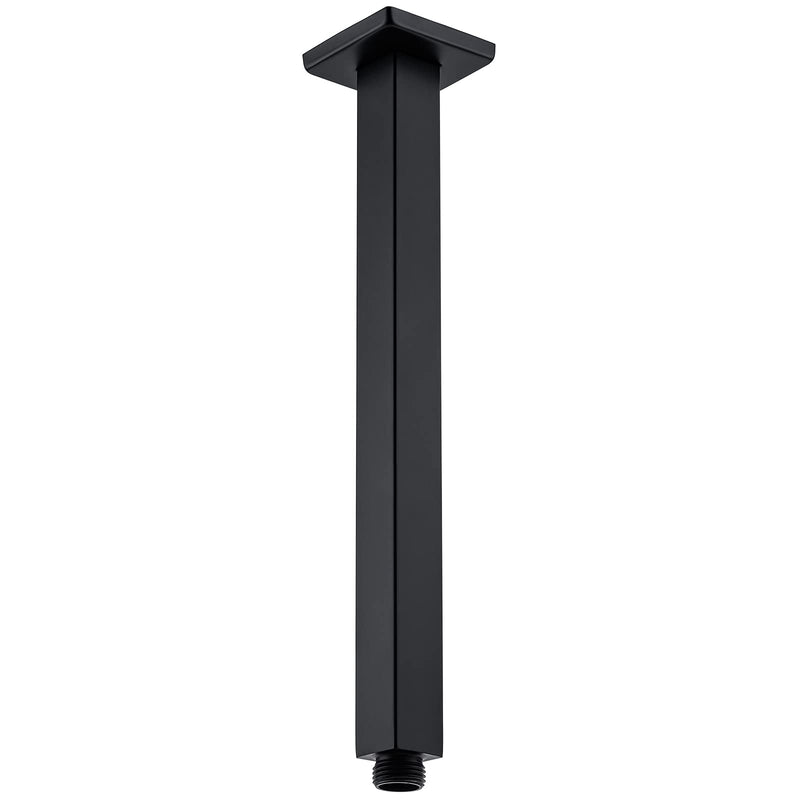 BESTILL 12 Inch Matte Black Ceiling Mount Shower Arm and Flange, Square Rain Shower Head Arm