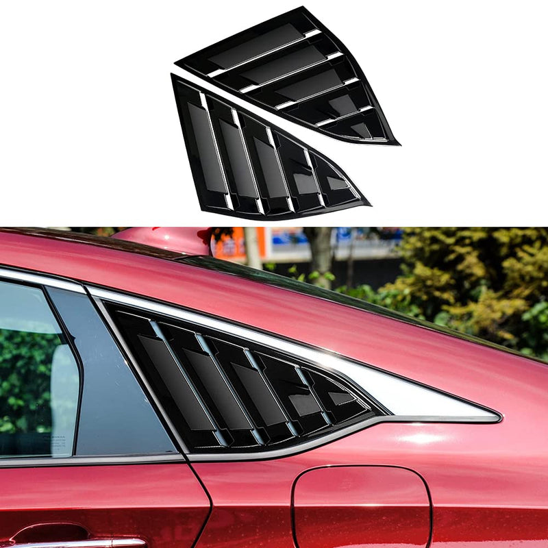 Rear Side Window Louvers Compatible for Honda Accord 2022 2021 2020 2019 2018 Accesories Sport Style Air Vent Cover (Bright Black) Bright Black