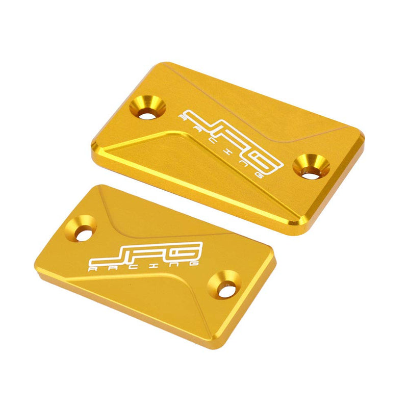 Motorcycle Front And Rear Brake Fluid Reservoir Cover CNC Cap Set Compatible To DRZ400S DRZ400SM 2000-2019 Dirt Bike Gold Front & Rear Brake Fluid Reservoir Cover_2