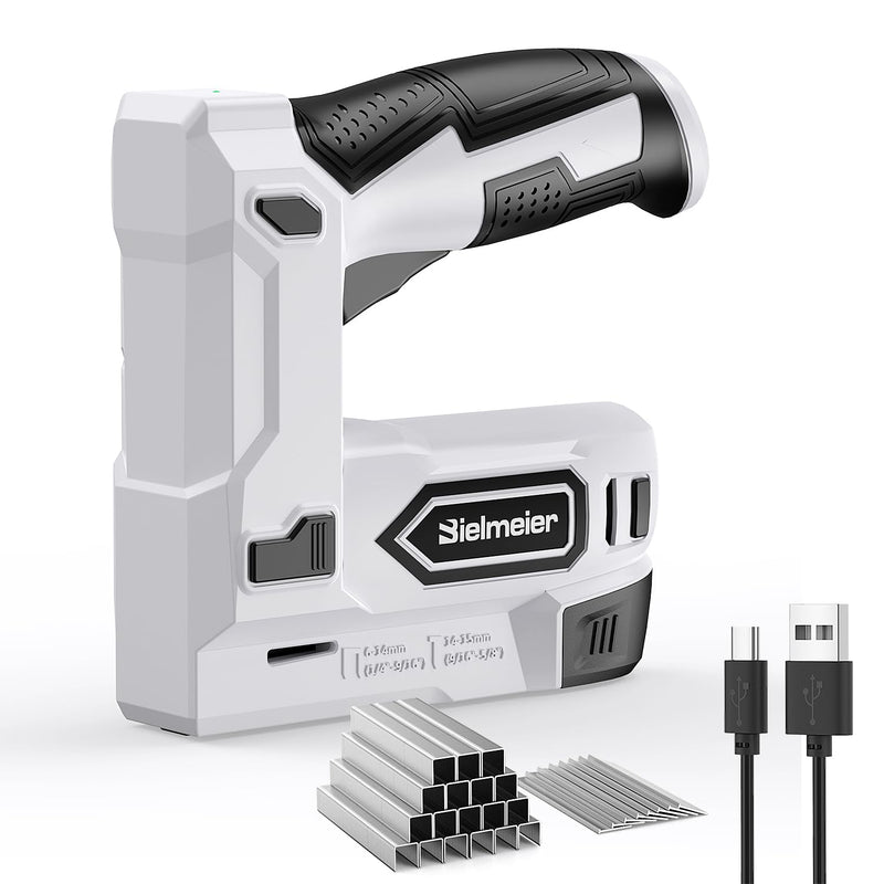 Bielmeier Electric Staple Gun, 2 in 1 Lithium-ion Electric Stapler, 4V Cordless Brad Nailer Kit with Staples Nails, USB Charger, Power Tacker for Upholstery, Material Repair, Carpentry, DIY Black
