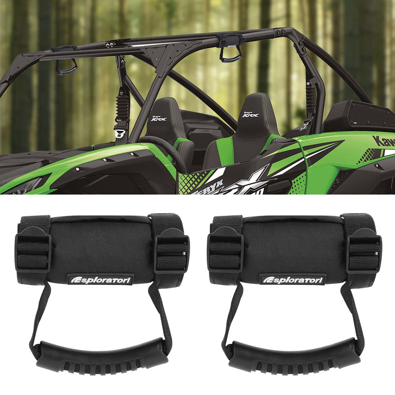UTV Roll Bar Grab Handle Grips, UTV Grab Handles for 1.5"-2" Roll Bar Compatible with Polaris RZR, Can Am, Gator, Kawasaki, Wildcat, Yamaha Rhino and YXZ (2 Pack) 2 Pack(black)