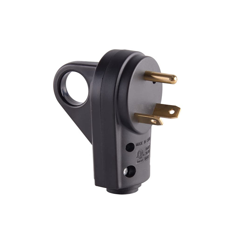 Veepeak 30 Amp RV Plug Male Replacement TT-30P Heavy Duty 125V 30A Rated 3 Prong Electrical Power Connector Extension Cord End with Easy to Grip Handle 30M