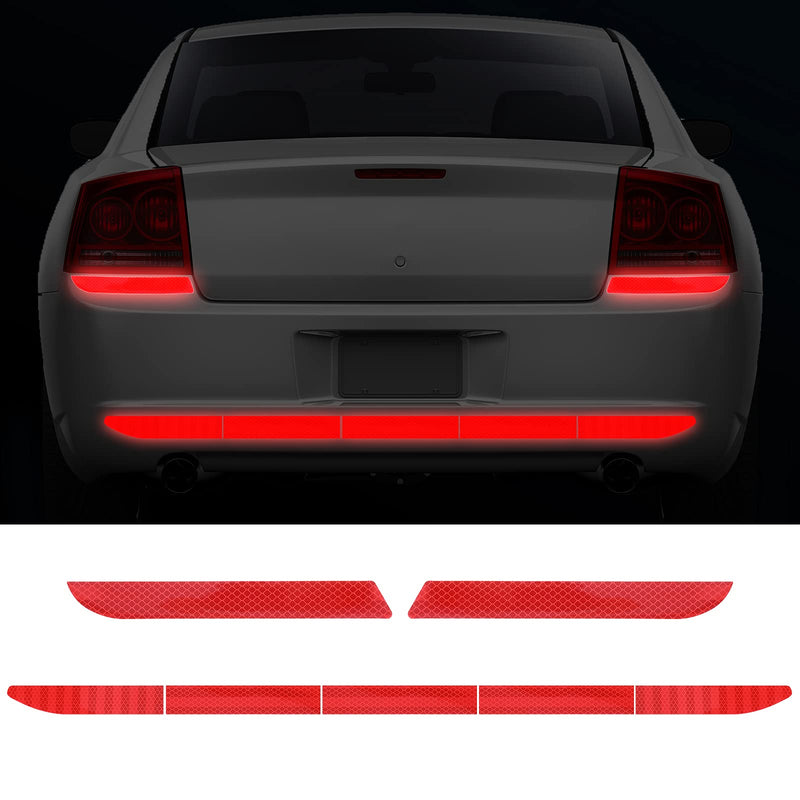 Frienda 7 Pcs Auto Strong Reflective Stickers Includes Car Bumper Reflective Stickers Car Trunk Mirror Decals Night Visibility Waterproof Self Adhesive Decals for Safety(Red) Red
