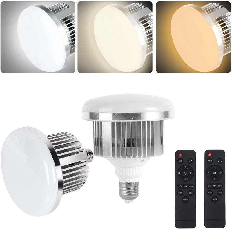 Skytex 2Pack 85W Photography Light Bulb 2700-6400K Colour Temperatures Dimmable Tricolor LED Bulbs Softbox Bulb in E27 Socket for Photography Photo Video Studio Lighting Softbox 2 pack led85w