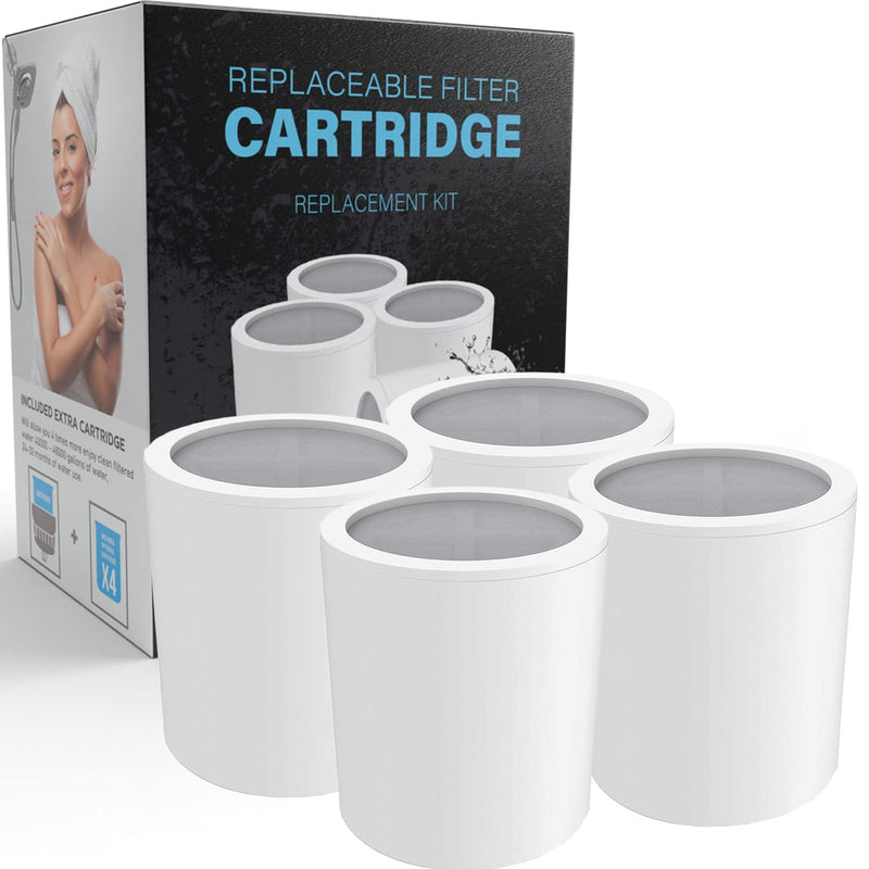 Aqua Earth Replacement Filter Cartridge Mega Pack 4 Cartridges (No Housing), Compatible with Any Shower Filter of Similar Design Universal High output